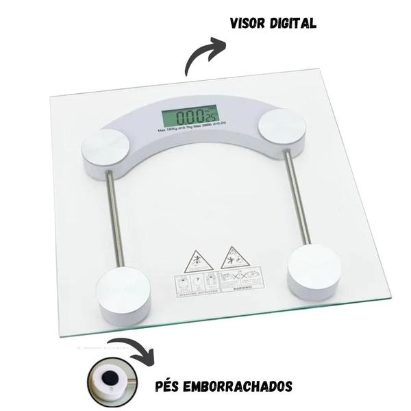 Imagem de Balança Digital Eletrônica Vidro 180kg Academia Banheiro