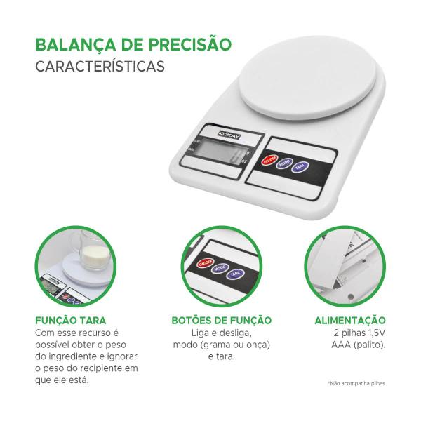 Imagem de Balança Digital Fitness 1g até 10kg Precisão Comida Kokay