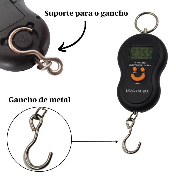 Imagem de Balança Digital Mão Gancho Mala Bolsa Pesca Bagagem 50 Kg