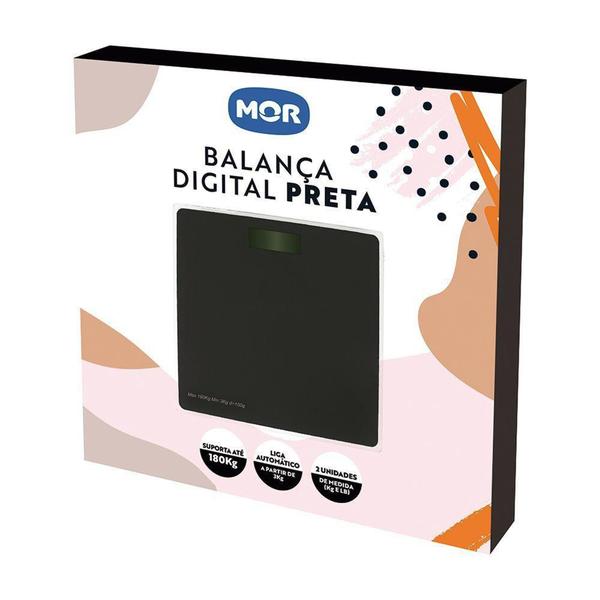 Imagem de Balança Digital Peso Corporal Preta Máx.180Kg Automático Mor