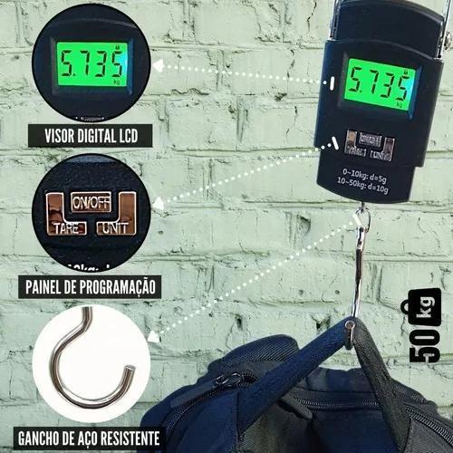 Imagem de Balança Digital Portátil De Mão Bolsa Mala Peixe Até 50Kg