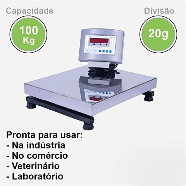 Imagem de Balança Digital S/Coluna Com Bateria W100/20G 100Kg Welmy