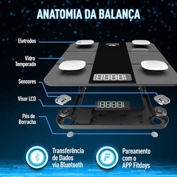 Imagem de Balança Digital Smart Bioimpedância Corporal App Bluetooth