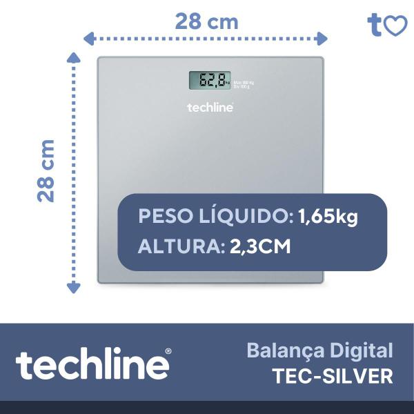 Imagem de Balança Digital Tecsilver Cinza Techline 3v