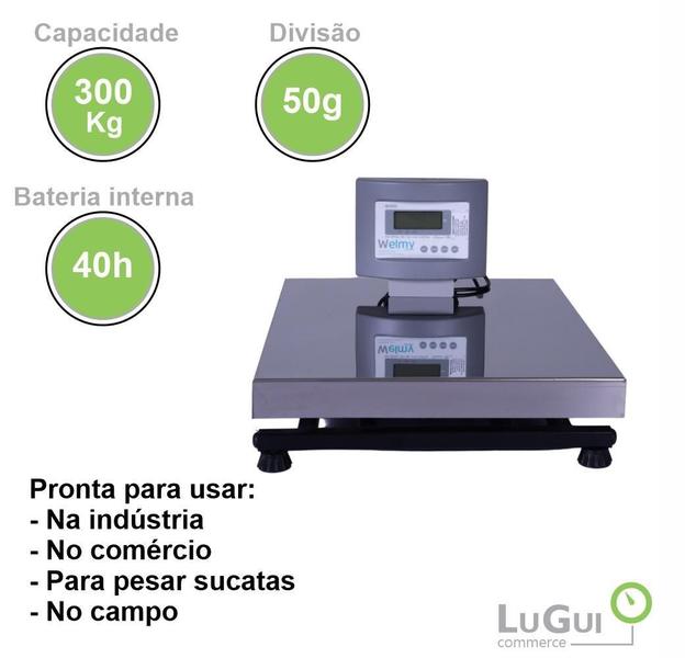 Imagem de Balança Digital W300 40X50 Lcd + Bat 300Kg - S/Coluna- Welmy