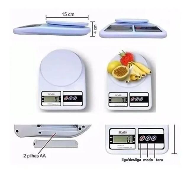 Imagem de Balança Eletrônica Digital De Cozinha Pesa De 1gr Até 10kg Cor Wellmix Capacidade Máxima 10 Kg