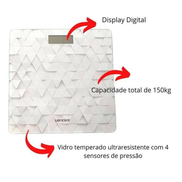 Imagem de Balança Eletrônica Digital Lenoxx Shape À Pilha - Branco