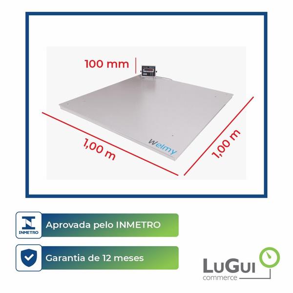 Imagem de Balança Industrial 1000kg Div 200g 1,00x1,00m Wpl Piso Welmy