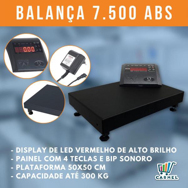 Imagem de Balança Industrial Digital Dp 300kg Slim Aço Carbono Ramuza Bivolt Plataforma 50x50