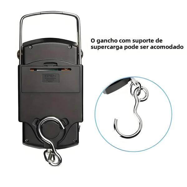 Imagem de Balança Manual Eletrônica Portátil 50kg 10g LCD Com Fita Métrica Retrátil De 100cm Para Viagens