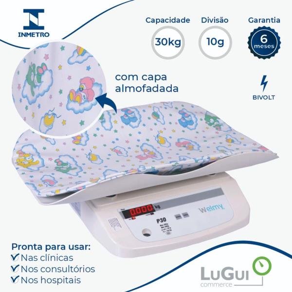 Imagem de Balança Pediátrica Digital 30kg C/ Capa - Welmy Cor Branco