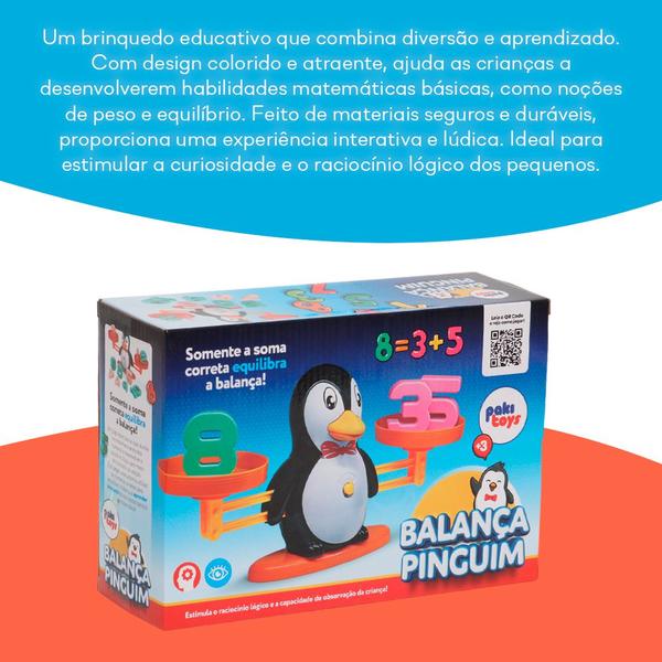 Imagem de Balança Pinguim Jogo Infantil Didático Matemática Divertido