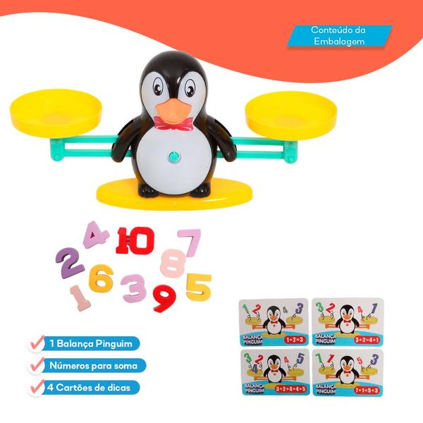 Imagem de Balança Pinguim Jogo Infantil Didático Matemática Divertido