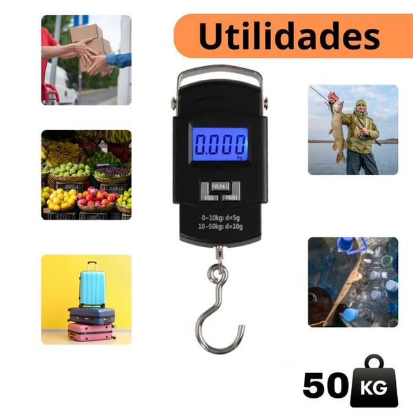 Balança Portátil Digital Alta Precisão Até 50kg Mala Bagagem - Armazém135 Imagem de Balança Portátil Digital Alta Precisão Até 50kg Mala Bagagem
