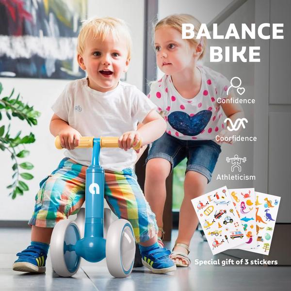 Imagem de Balance Bike AmazingLife Baby 1 ano e 4 rodas Blue Walker