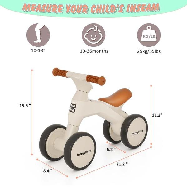 Imagem de Balance Bike Maydolly Baby para 10-36 meses branca