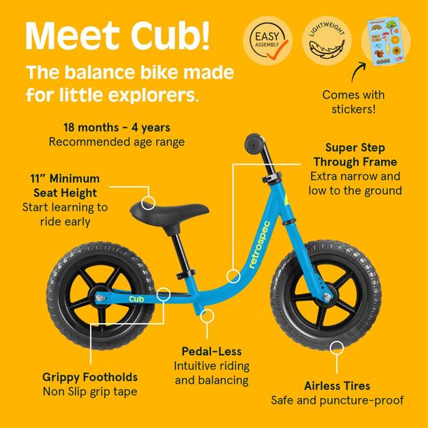 Balance Bike Retrospec Cub 2 Toddler 12 anos, 18 a 3 anos, sem plano Imagem de Balance Bike Retrospec Cub 2 Toddler 12 anos, 18 a 3 anos, sem plano