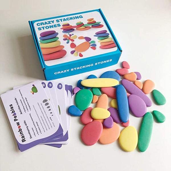 Balanced Block Set Wokex Rainbow Pebble Stone para crianças Imagem de Balanced Block Set Wokex Rainbow Pebble Stone para crianças