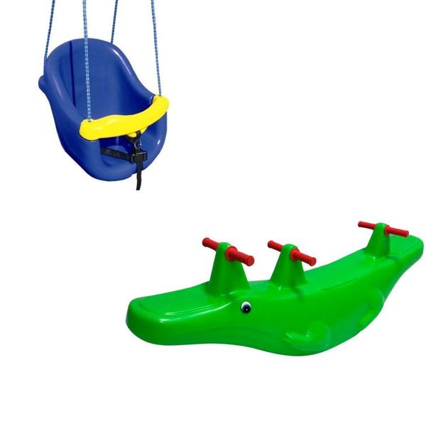 Imagem de Balanço BB com Crocodilo  Conjunto Playground Infantil para Diversão