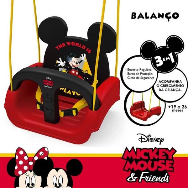 Imagem de Balanço Infantil 3 Em 1 Cinto E Barra Proteção Mickey Mouse