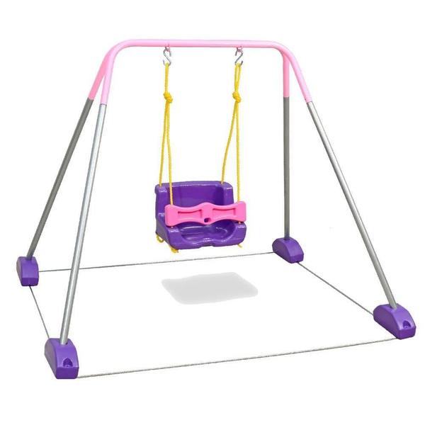Balanço Infantil Individual com Estrutura Jundplay Rosa Imagem de Balanço Infantil Individual com Estrutura Jundplay Rosa