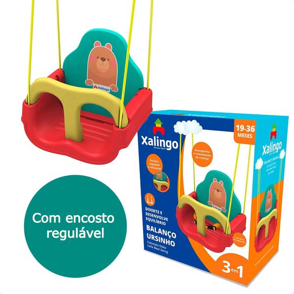 Imagem de Balanço Infantil Ursinho Até 23kg Com Sinto de Segurança Xalingo - 09355