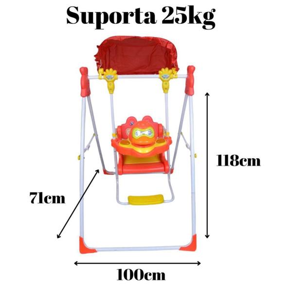 Imagem de Balanço Jardim Luz E Som, Crianças Suporta 25Kg Cor:Vermelho