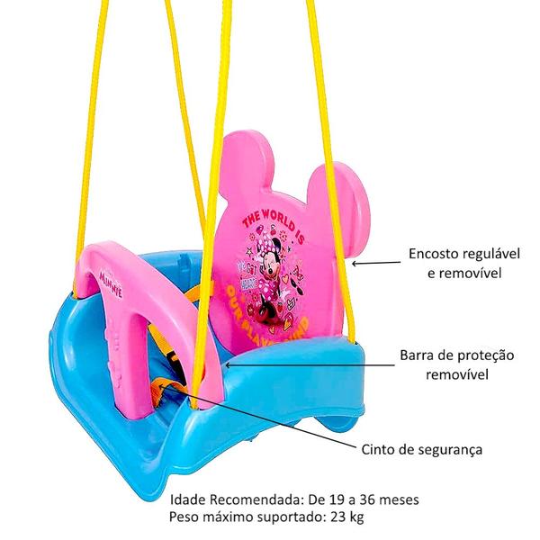 Imagem de Balanço Minnie para Bebês e Crianças 3 em 1 Infantil Xalingo