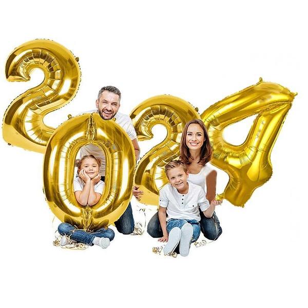 Imagem de Balão 2024 Gigante Dourado Ano Novo Natal Decoração 75cm