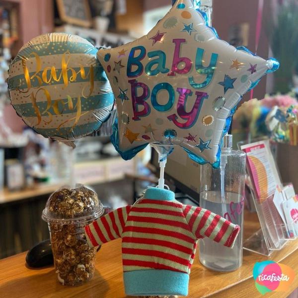 Imagem de Balão baby boy estrela 23cm na vareta - RICA FESTAS