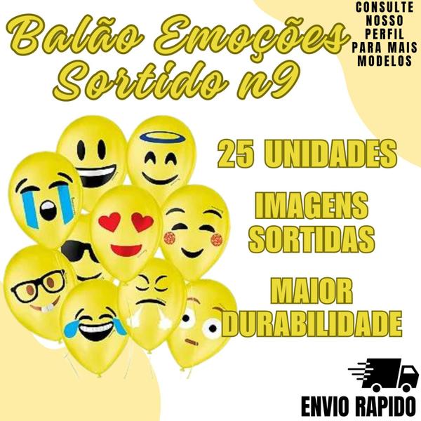 Imagem de Balão Balao Sao Roque N9 Tema Emoçoes Emogi Festa Carinha