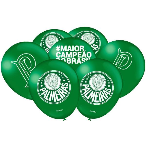 Imagem de Balão Bexiga 9" Palmeiras Festa de Aniversário e Comemoração Futebol - 25 Unidades - Festcolor