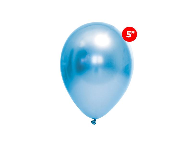 Imagem de Balão Bexiga Azul Cromado Metalizado Número 5 Polegadas Pequeno 25 Unidades
