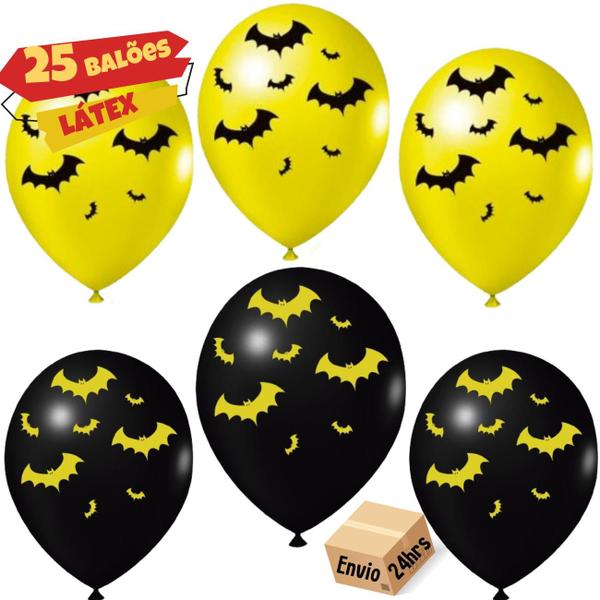 Imagem de Balão Bexiga Batman 9 Polegadas Pacote De 25 Unds, BalõesLátex Estampado, Balão Bexiga Morcego 9 Polegadas C/25Unds