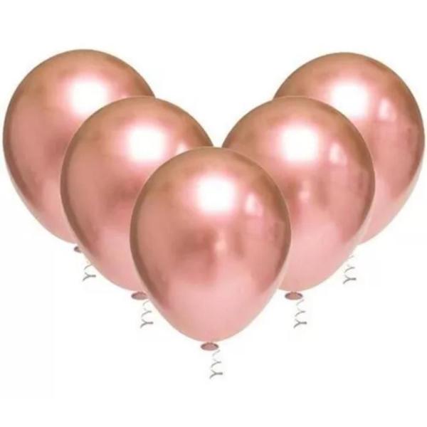 Imagem de Balão Bexiga Cromado Metalizado Redondo N9 Rose Gold 25 Uni