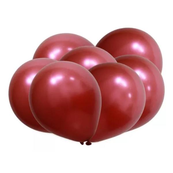 Imagem de Balão Bexiga Cromado Metalizado Redondo N9 Vermelho 100 Uni