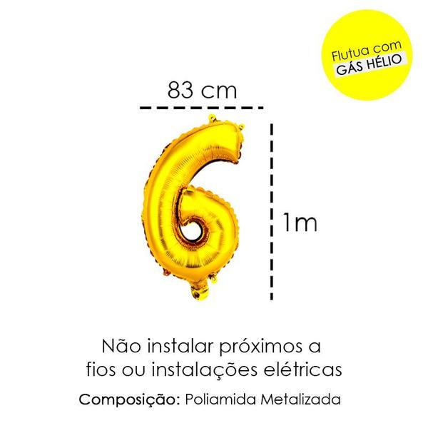 Imagem de Balão Bexiga De Número Dourado 1m Metalizado Número 1