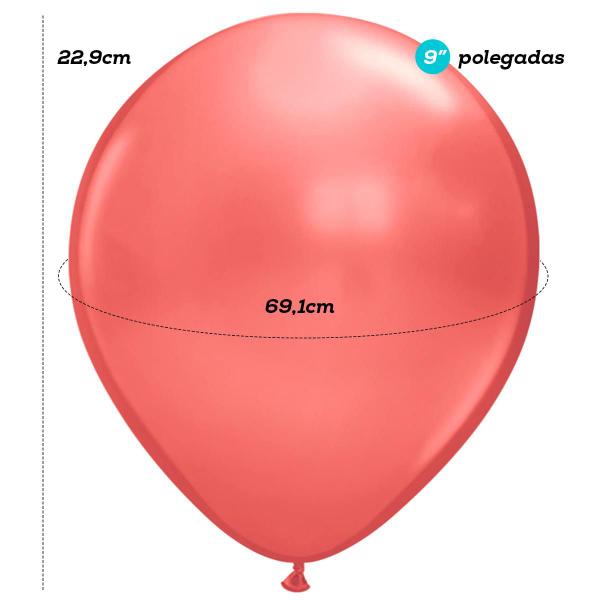 Imagem de Balão Bexiga Fest Ball Redondo Chrome Metalizado 9 Polegadas 25 Unidades Vermelho Cromado