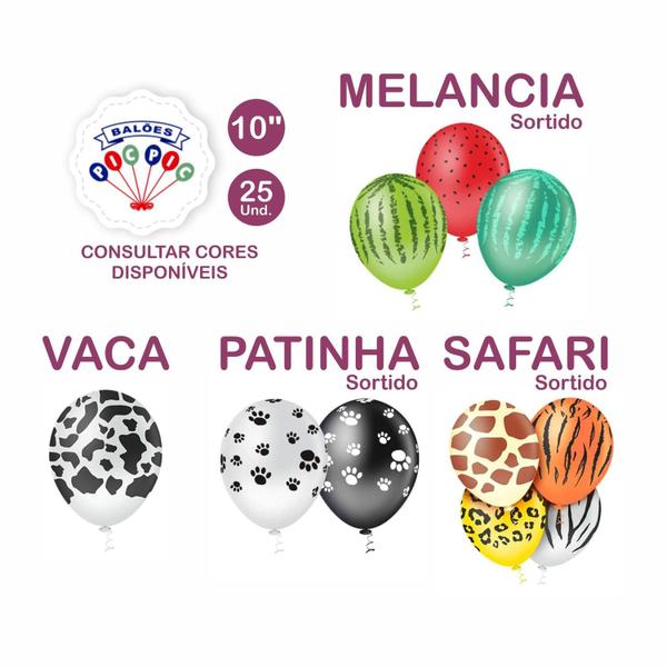 Imagem de Balão Bexiga Festa Estampado Sortido PicPic 10 Polegadas C/ 25 Unidades