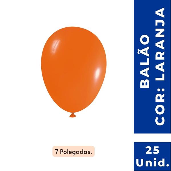 Imagem de Balão Bexiga Liso Festa Decoração 7 Pol. Laranja C/25 Un