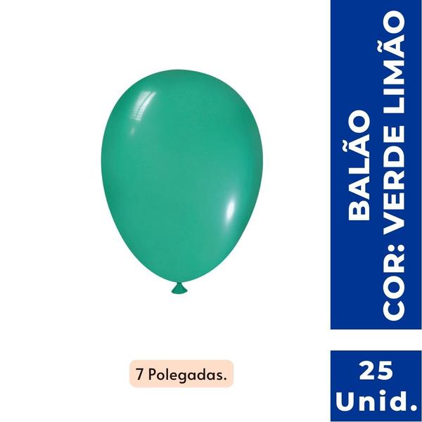 Imagem de Balão Bexiga Liso Festa Decoração 7 Pol. Verde Limão C/25 Un