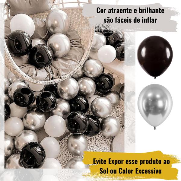 Imagem de Balão Bexiga Metalizado + Bomba Para Inflar Balão, Balão Látex Bexiga 9 Polegadas C/50Unds, Bomba Para Encher Balão