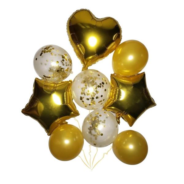 Imagem de Balão Bexiga Metalizado E Látex Rose Gold Kit Buque 9 Peças