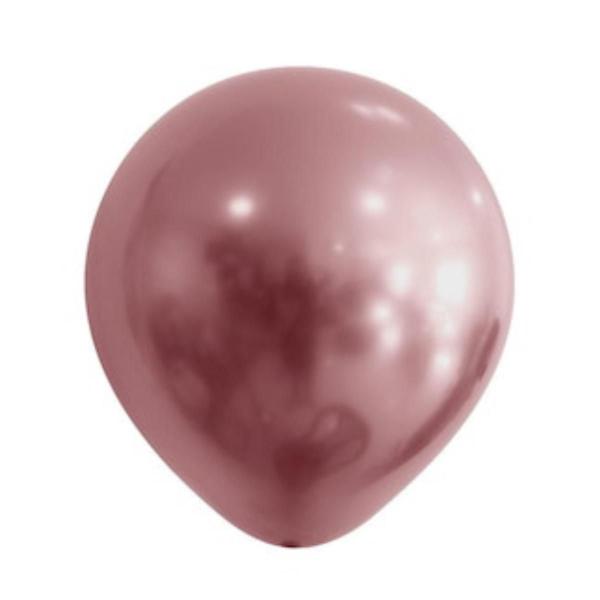Imagem de Balão Bexiga Metalizado Grande N16 com 10 un Cromado Cores 40 cm Alumínio Redondo Latex Rose Gold Várias Platino Número