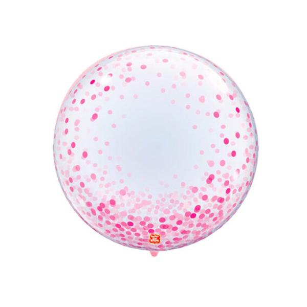 Imagem de Balão Bolha Confetti Rosa - 1 unidade - 61cm (24'') - Balões São Roque - Rizzo