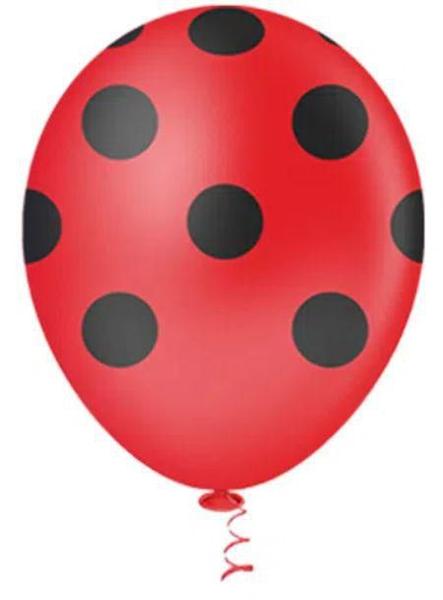 Imagem de BALÃO BOLINHA - PIC PIC Nº 10 - VERMELHO E PRETO - Pacote com 25 unidades