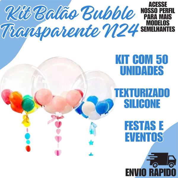 Imagem de Balão Bubble Bolha Transparente 24 Pol Pacote Com 50 Und