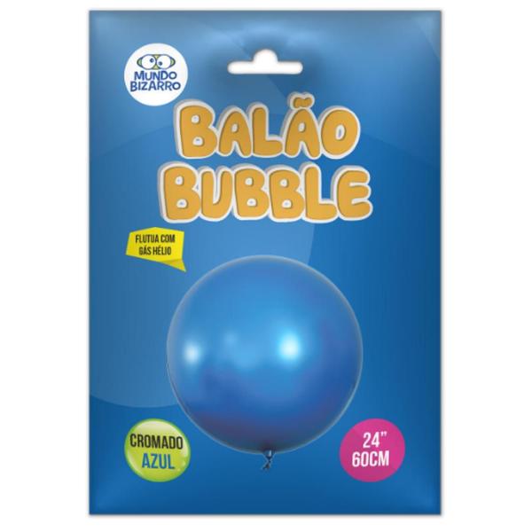 Imagem de Balão Bubble Cromado Azul 24" (60cm) - Mundo Bizarro