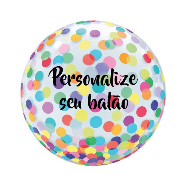 Imagem de Balão Bubble Estampado Confete Colorido 18" 45cm