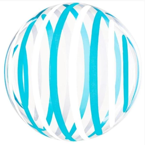 Imagem de Balão Bubble Estampado Listrado Azul 18" (45cm) Mundo Bizarro